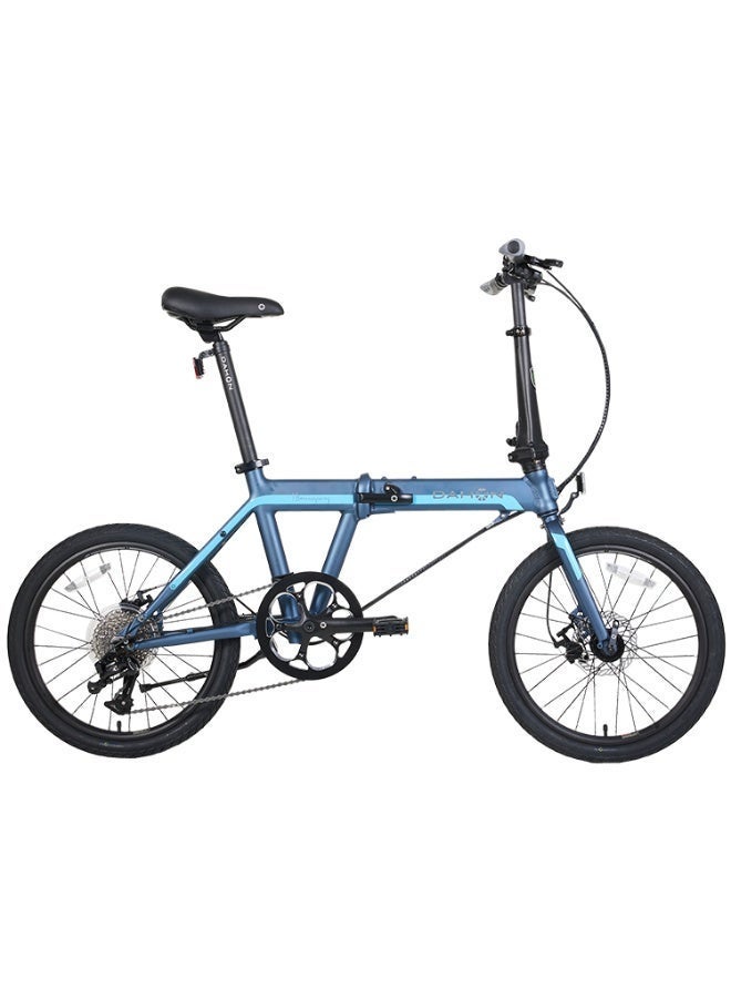 DAHON Mu D9 20" 9-Speed Folding Bike, Blue | Lightweight Aluminum Frame, V-Brakes - Image 1